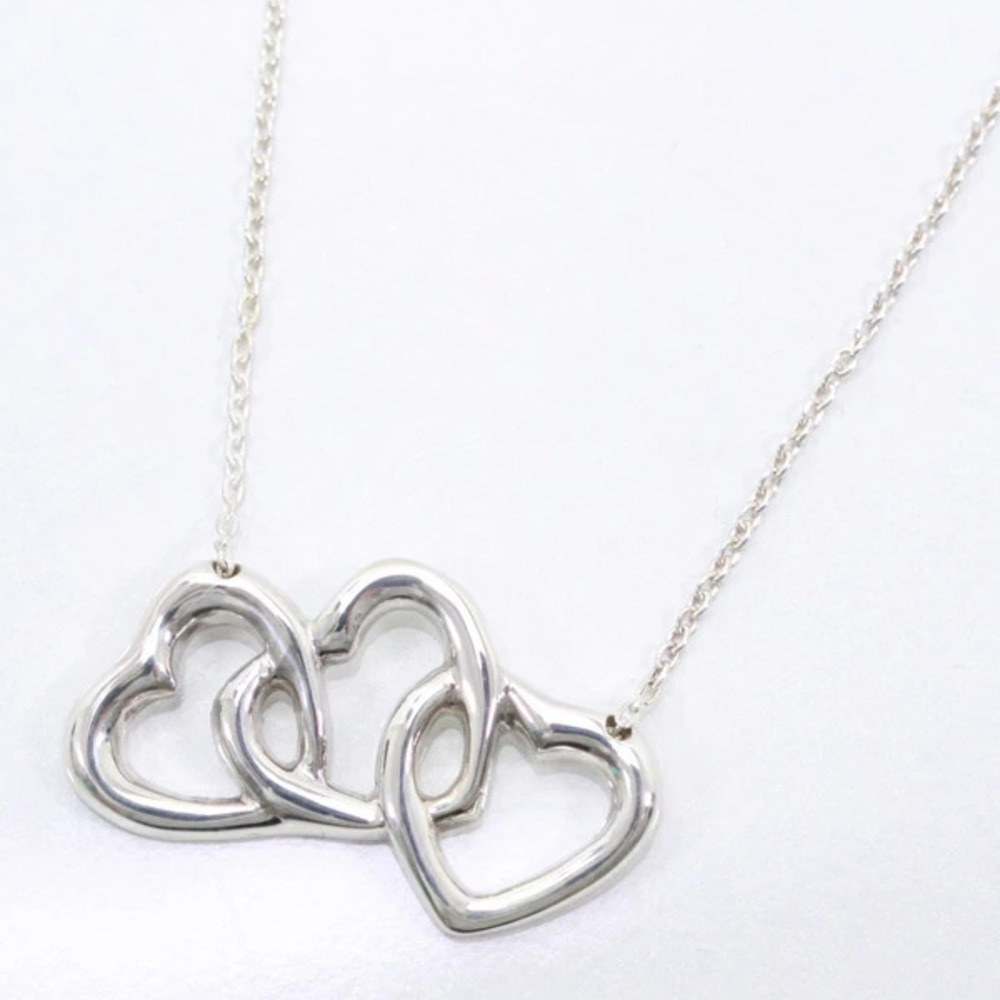 TIFFANY Co Triple Heart Necklace Sterling Silver